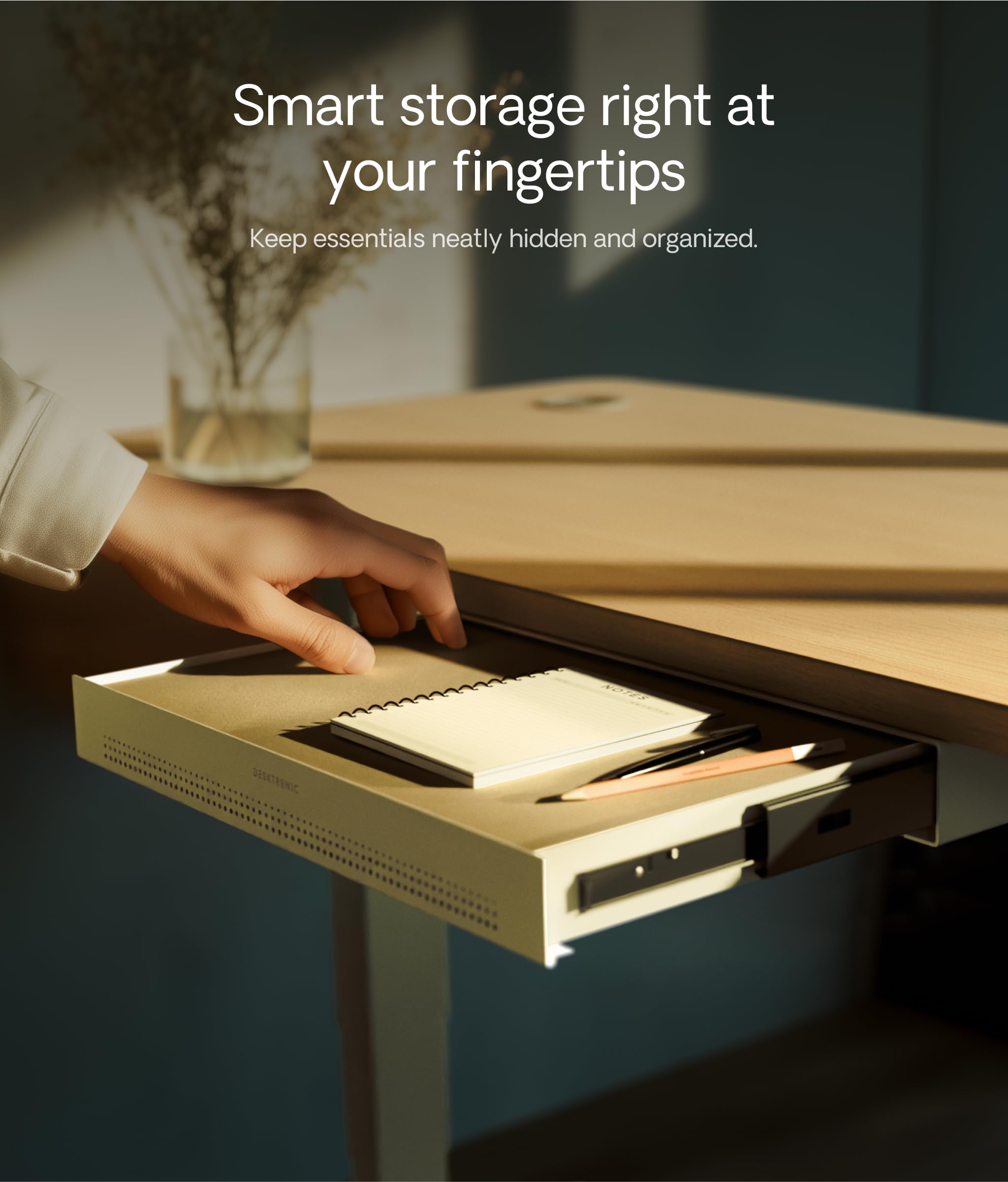 Desktronic Under-Desk Storage Drawer | Large Metal Organizer - White
