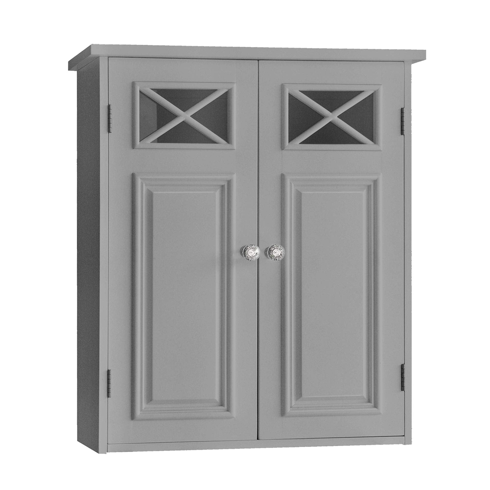 Teamson Home Dawson Grey Bathroom Wall Cabinet | 2-Door Storage