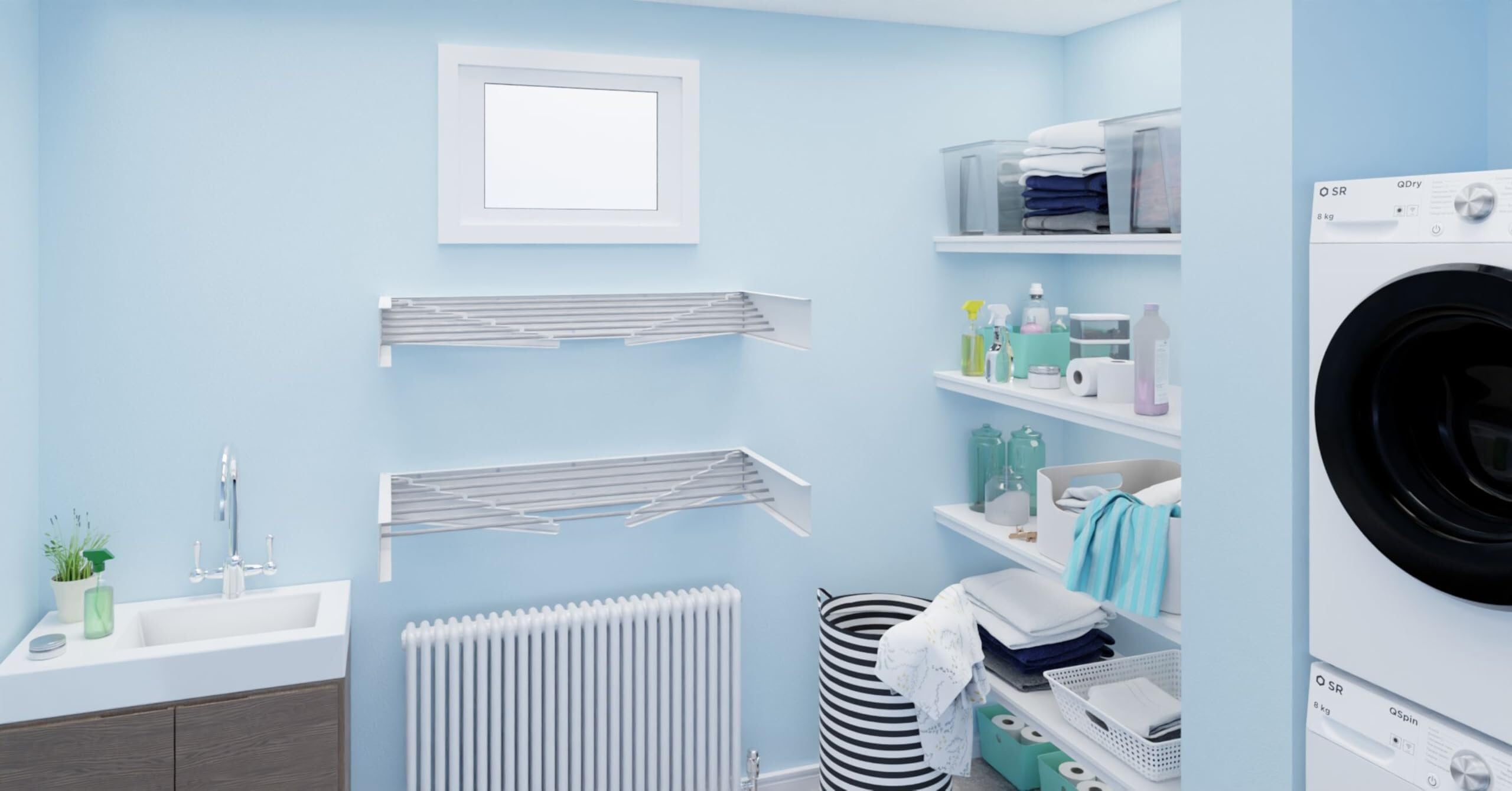Hot Flow Glide Wall Mounted Clothes Drying Rack – 100cm Foldable Steel