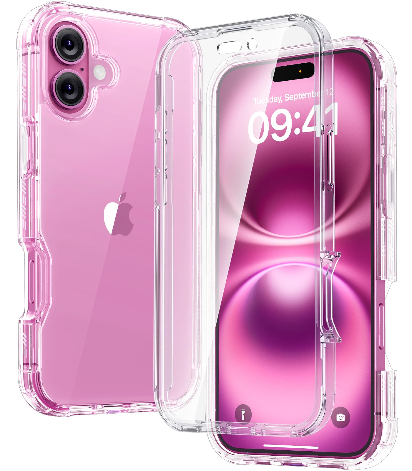 Diaclara iPhone 16 Case – Full Body Rugged Clear Cover with Screen Protector