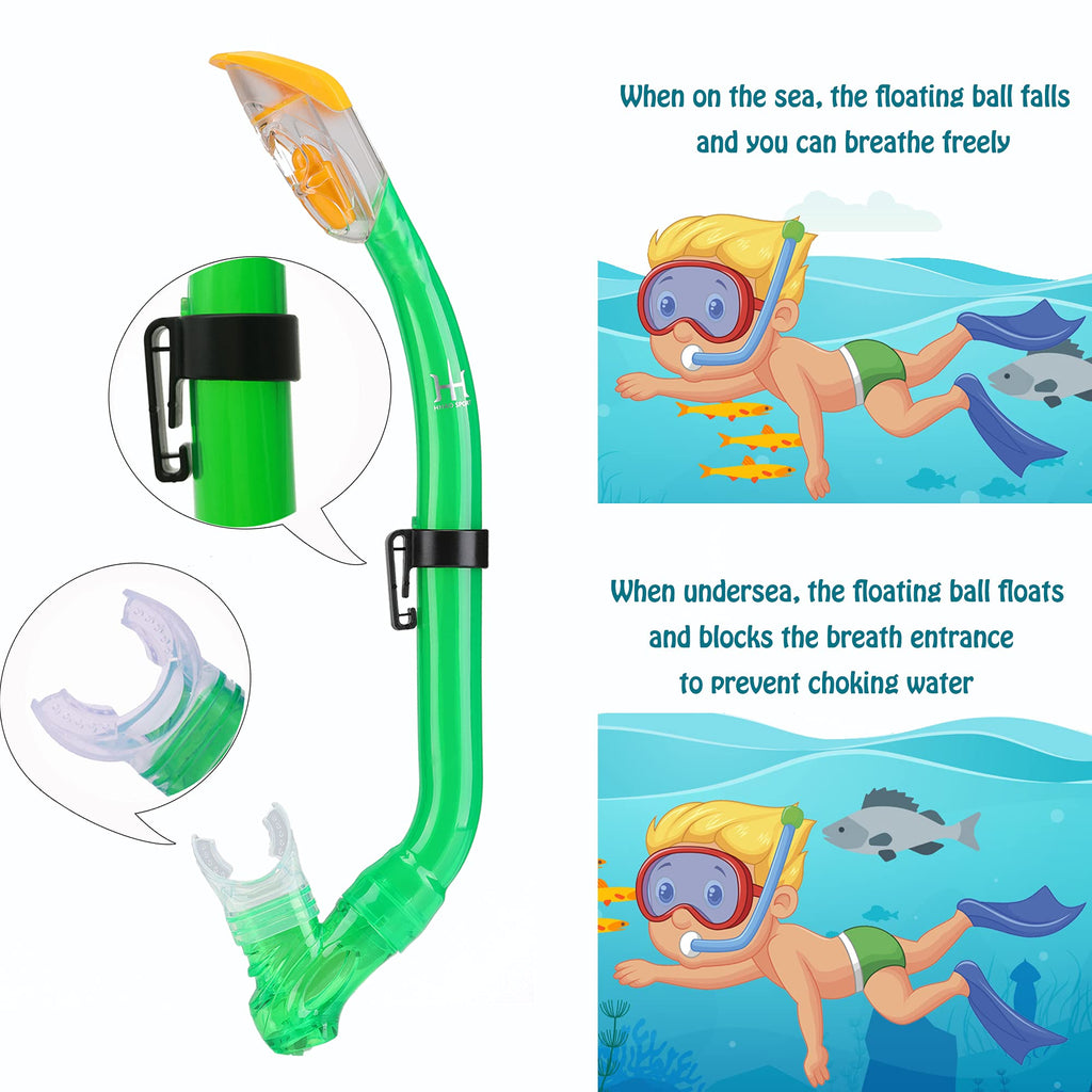 Jolof Store Kids Snorkeling Set - Full Dry Snorkel Gear with Fins, 5-12 Yrs