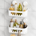 LEVERLOC Suction Shower Caddy – Removable No-Drill Bathroom Shelf, White