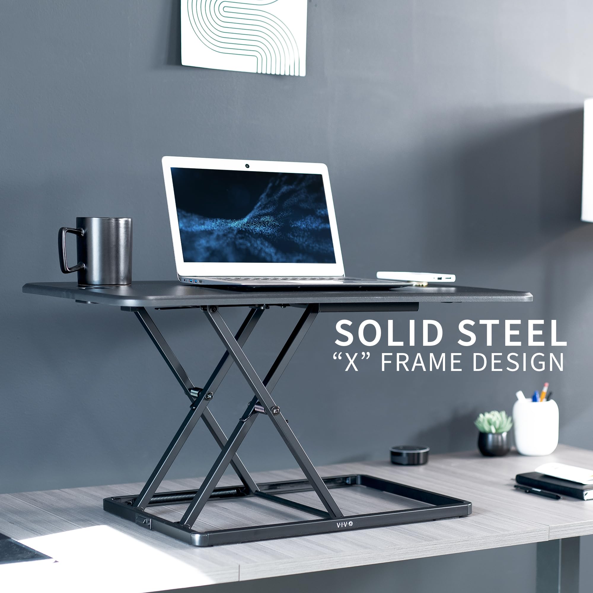 VIVO 81cm Standing Desk Riser | Ultra-Slim Height Adjustable Converter