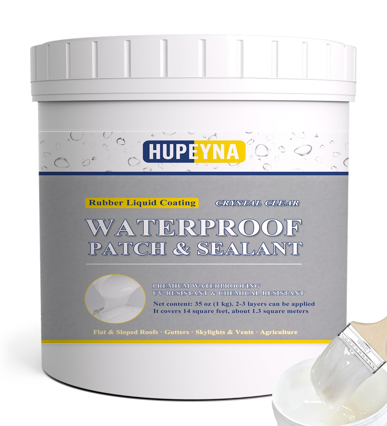 Hupeyna Liquid Waterproof Sealant – Transparent Leak Adhesive, 35oz