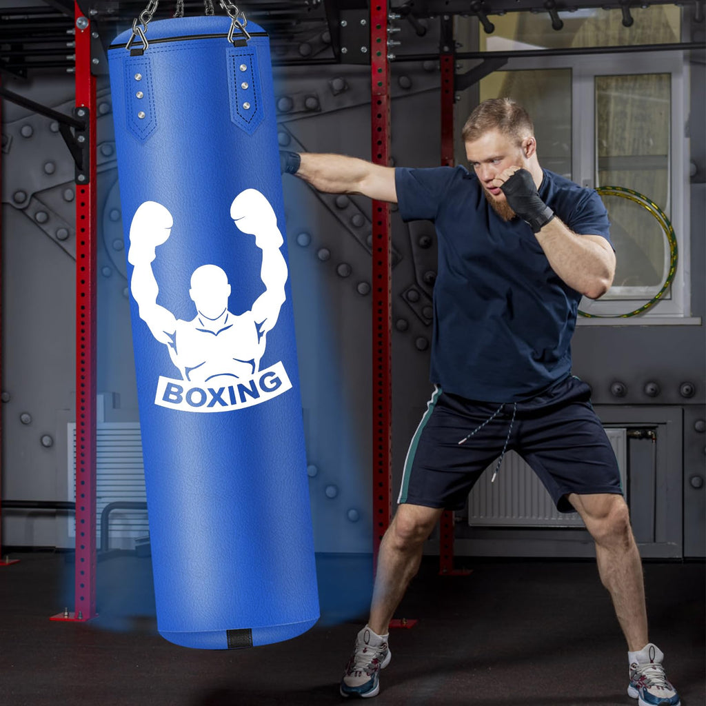 NZQXJXZ 4FT Unfilled Heavy Punching Bag Set with MMA Gloves & Reflex Ball