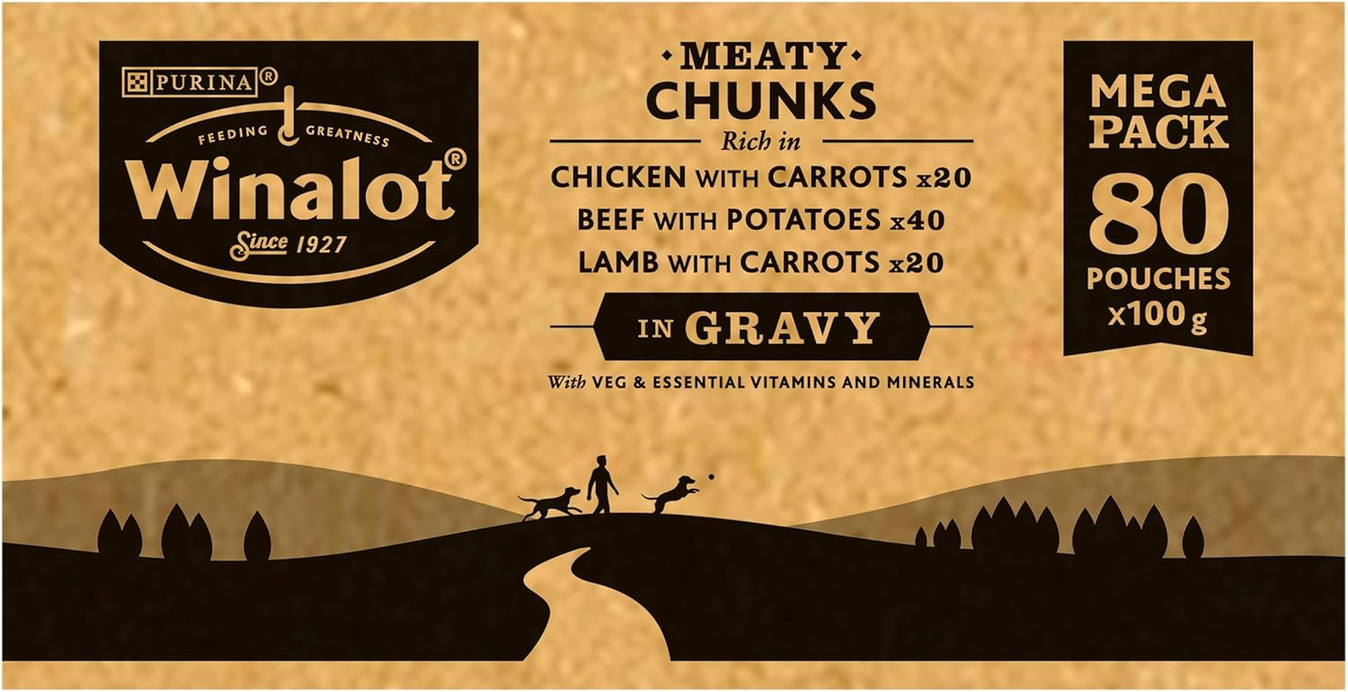 Jolof Store Meaty Chunks in Gravy Wet Dog Food - 80 x 100g Bulk Pack