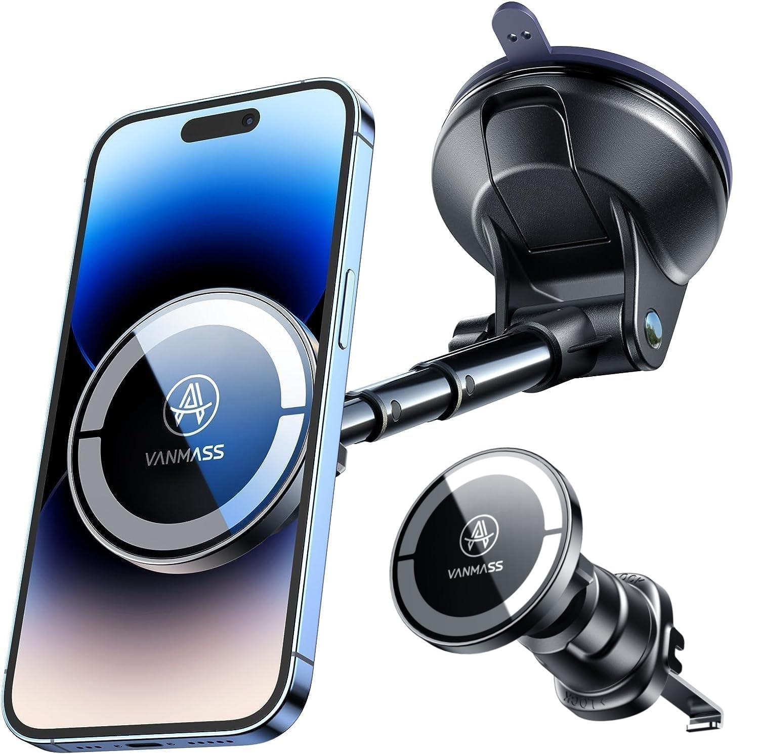 VANMASS Magnetic Car Phone Holder | MagSafe Mount for Dashboard & Vent
