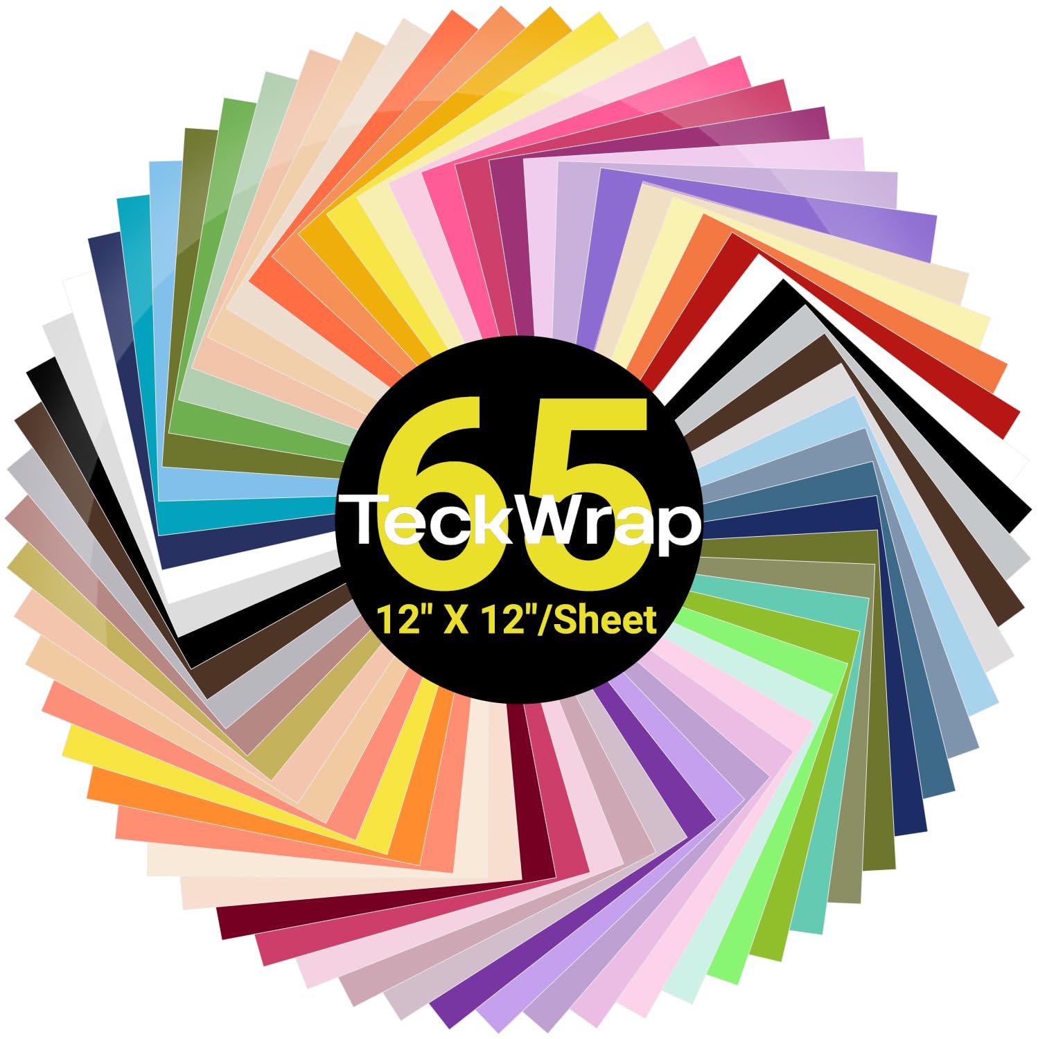 TECKWRAP Permanent Adhesive Vinyl Bundle | 65 Pack 12x12 Sheets