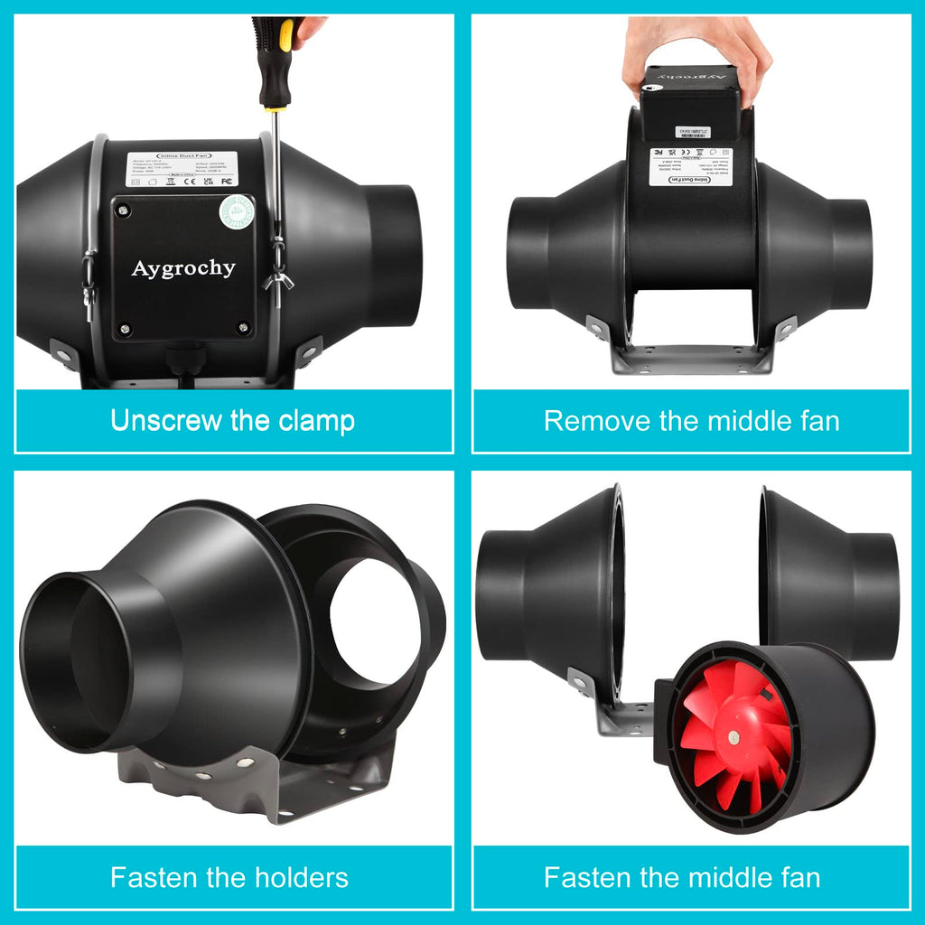 Aygrochy 4 Inch Inline Duct Fan with Variable Speed Controller | 205 CFM
