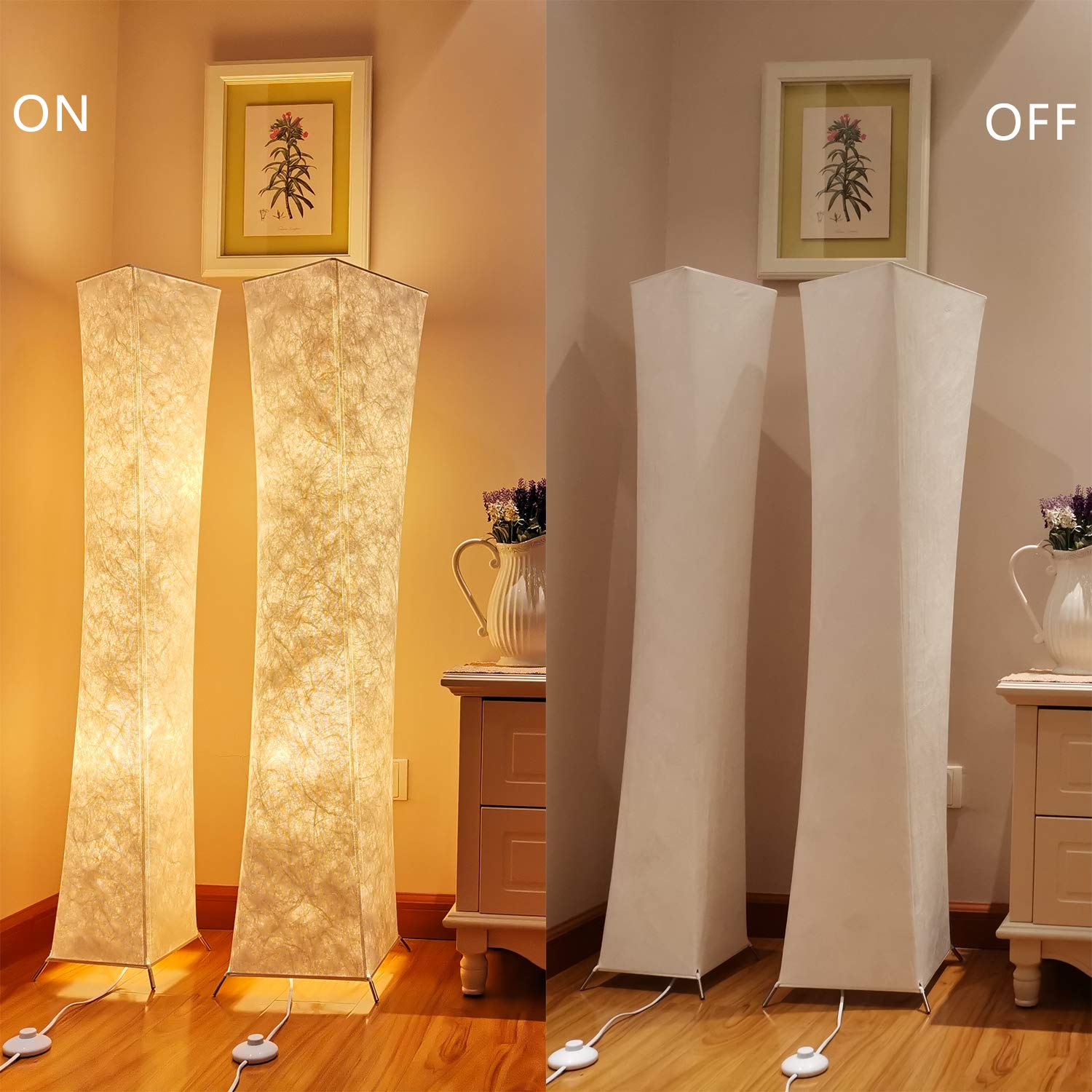 Modern Arc Floor Lamp – Tall White Fabric Standing Light