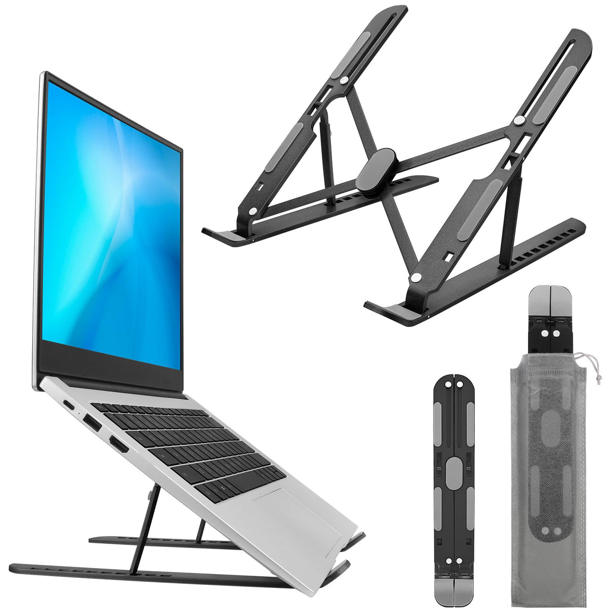 MECHEER Laptop Stand for Desk Adjustable, Folding Tablet Stand Aluminum Laptops Holder, Portable Laptop Riser for Desk - image 2