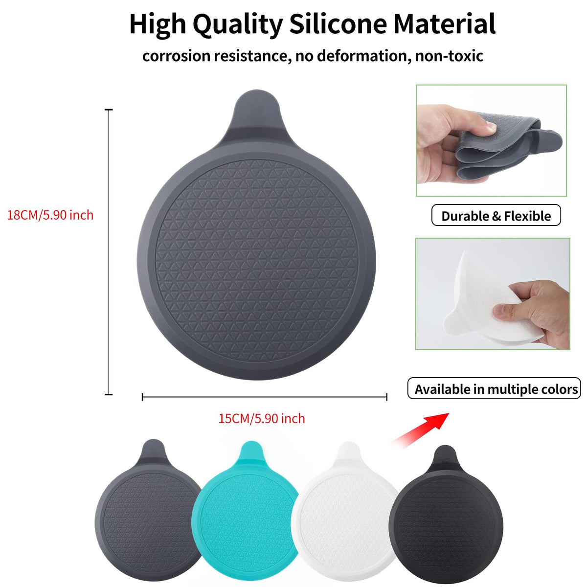 Tomario Silicone Bathtub Stopper, 6" Extra Large Sink Plug, Universal Shower Drain Tub Stopper for Kitchen Sink Bathroom Black