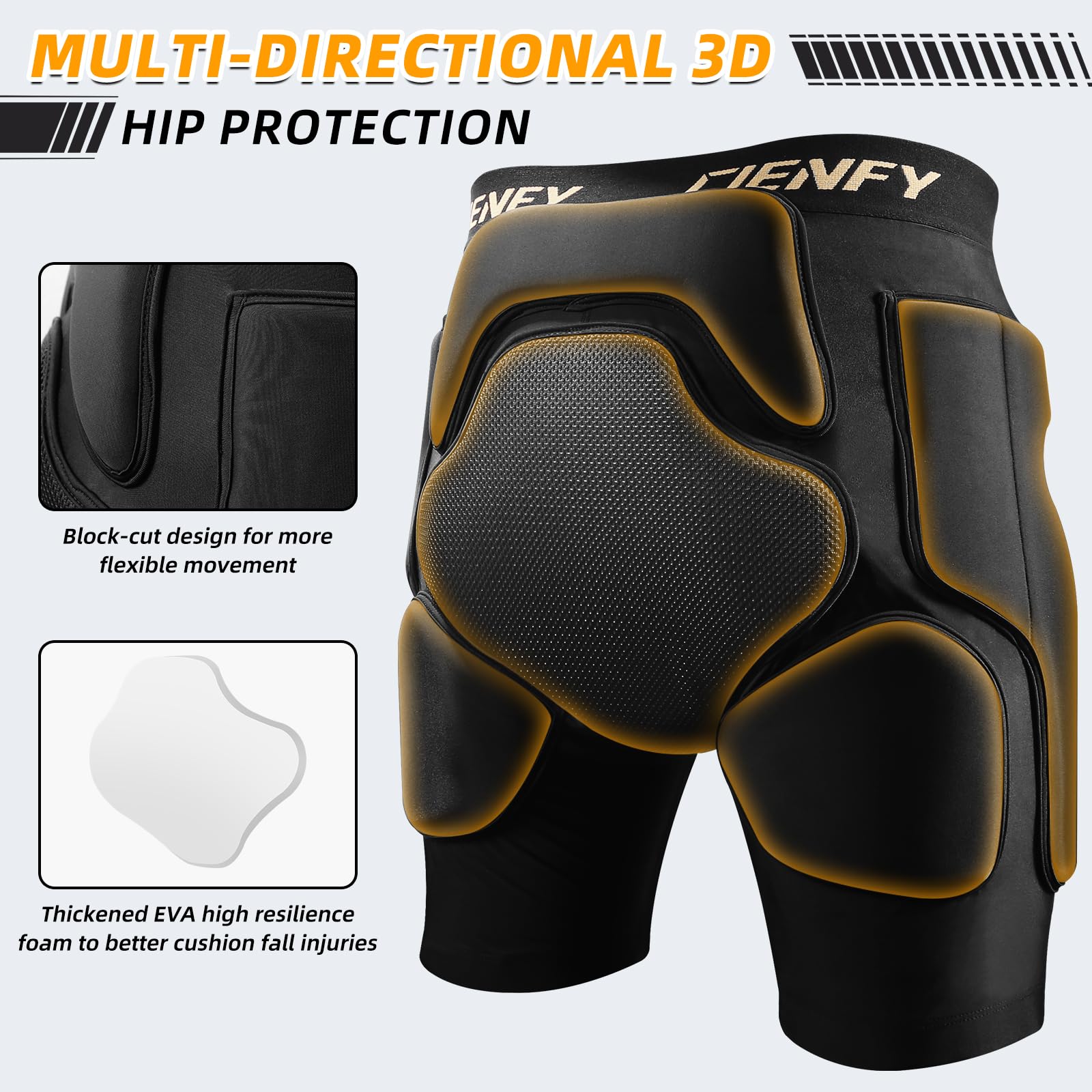 Cienfy 3D Padded Shorts | EVA Impact Hip & Tailbone Protection for Skiing