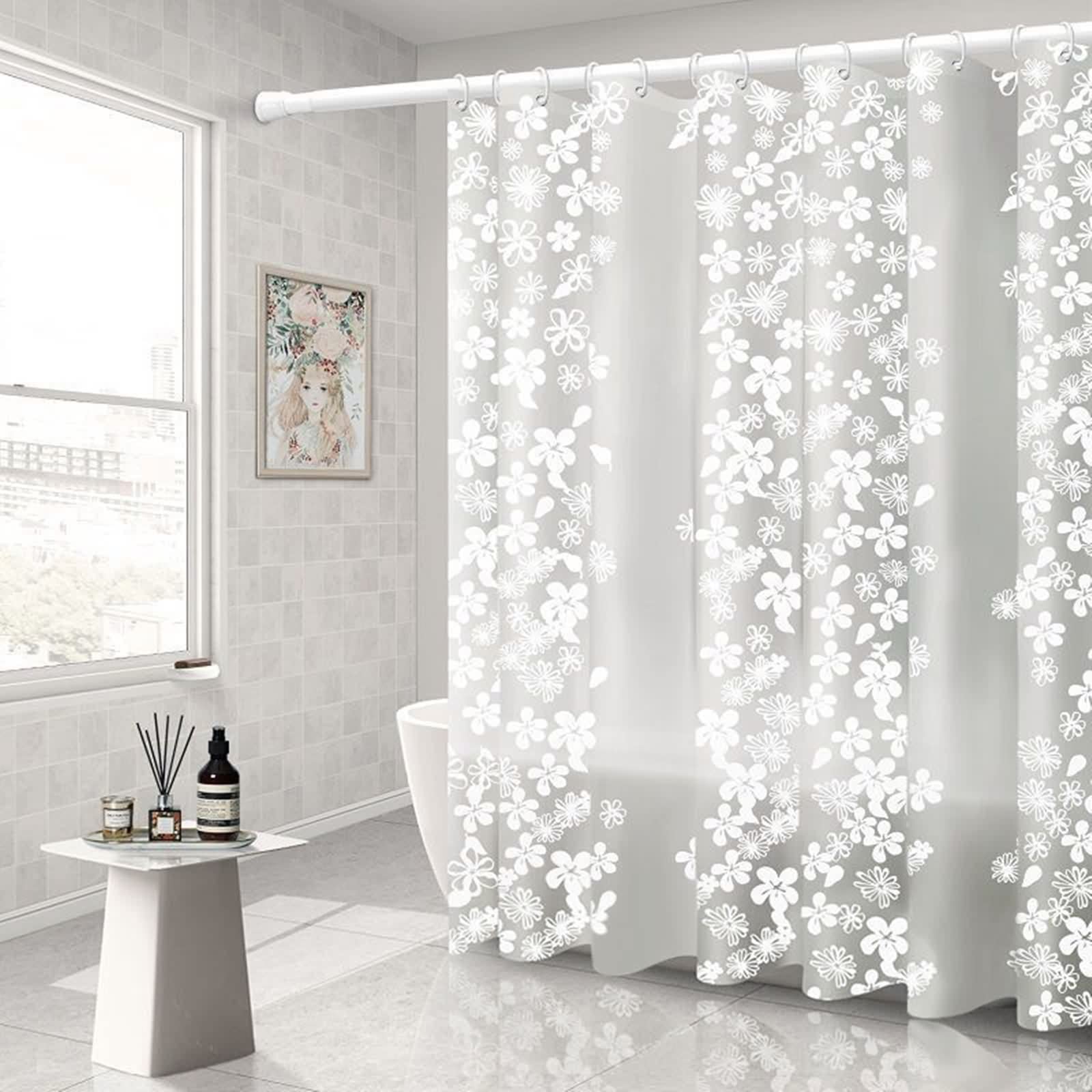 Jolof Store White PEVA Shower Curtain – Vintage Snowflake 200x240cm