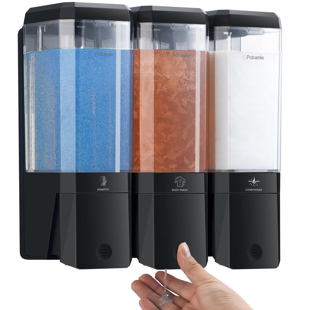 Jolof Store Wall Mounted Shower Soap Dispenser | 3-Chamber No-Drill ABS