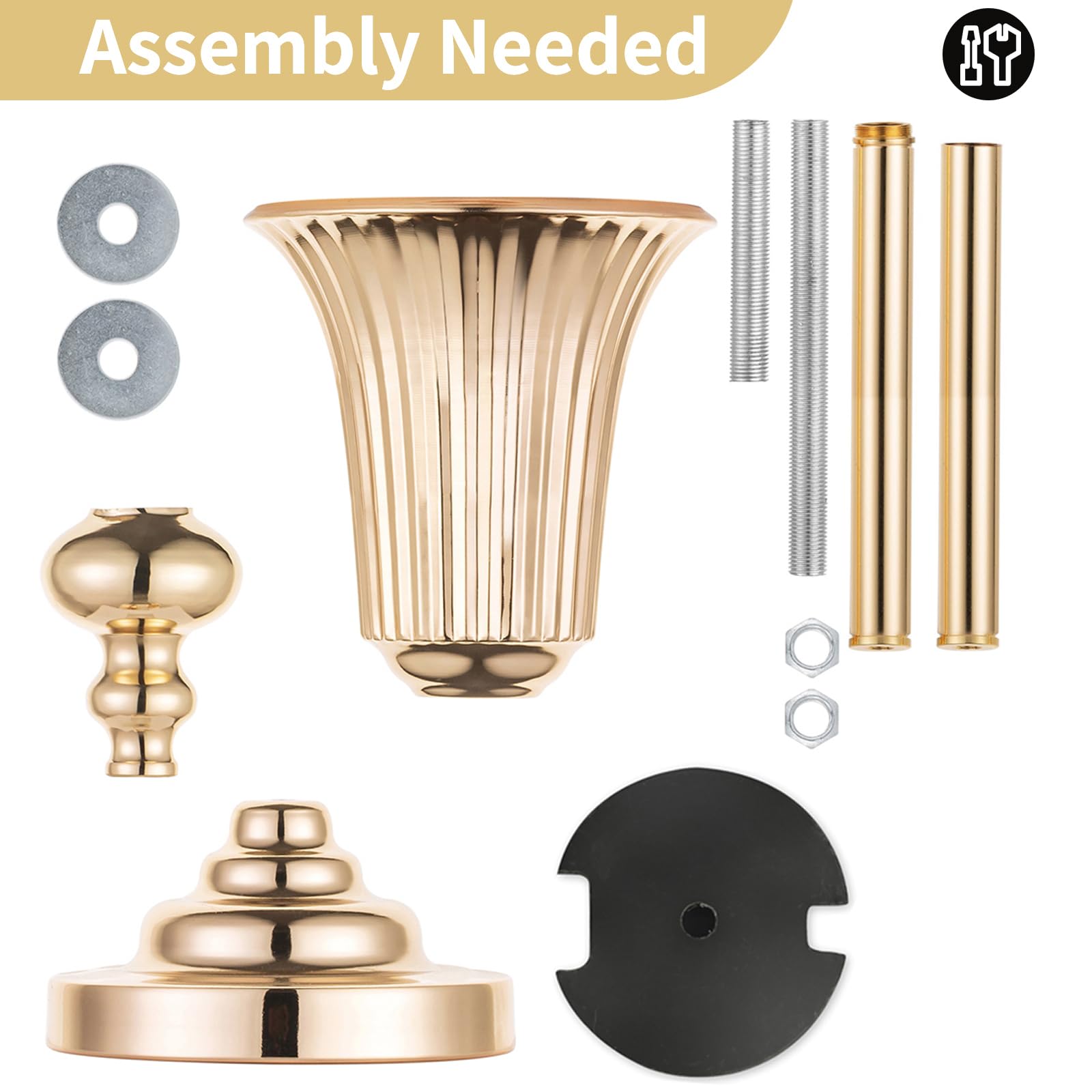 Nuptio 77.5cm Gold Trumpet Vases | 2 Pcs Metal Wedding Table Centerpieces