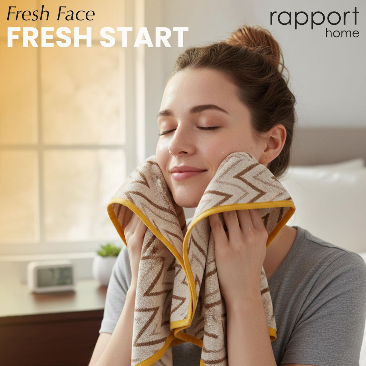 Rapport Home Helix Face Towels 2 Pack | Natural | 30x30cm | Luxurious 500GSM 100% Cotton | Oeko-Tex Certified Soft & Absorbent - image 4