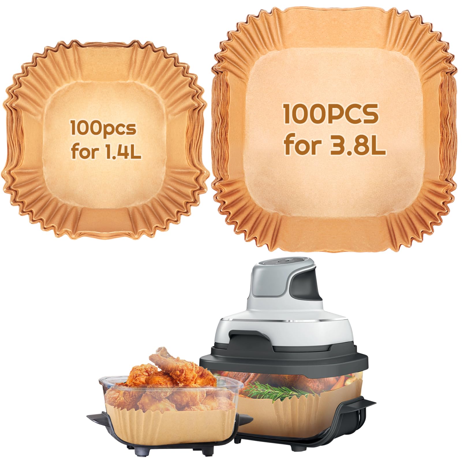 YQL 200PCS Square Air Fryer Liners for Ninja CRISPi FN101UK - 2 Sizes