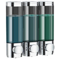 Jolof Store 3-Chamber Wall Mounted Soap Dispenser | Silver No-Drill Set