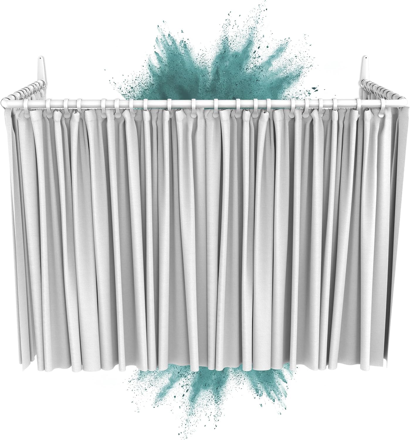 Jolof Store Erica L & U Shape Shower Curtain Rail - White Steel Pole