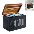 Wood Tampon Holder - 2-Compartment Bathroom Storage Box