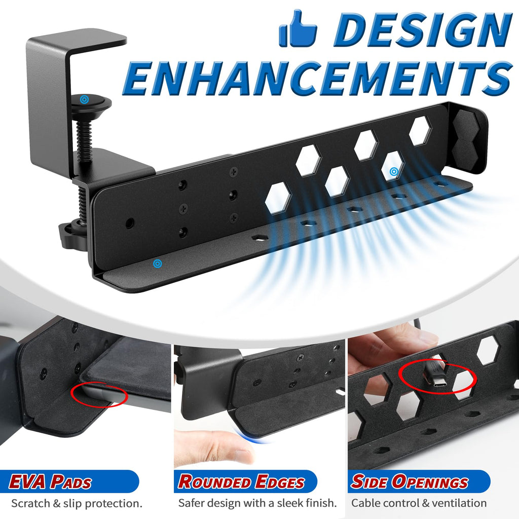 otuiaim Adjustable Under Desk Holder with Clamp for Desk - Steel Shelf - image 4