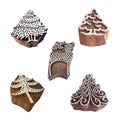 Royal Kraft Tree Wooden Printing Stamps for Fabric & Clay - Set of 5