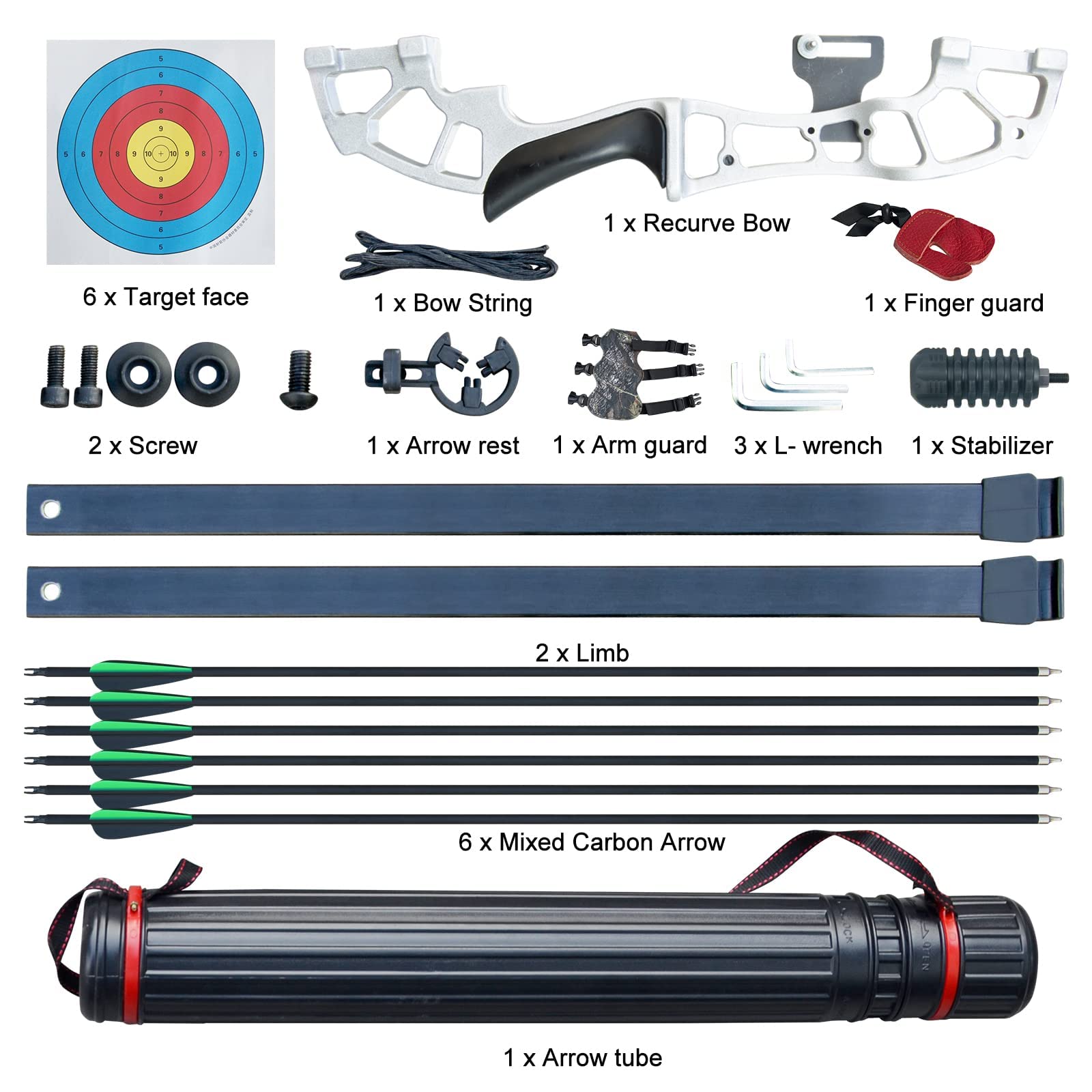 D&Q Takedown Recurve Bow and Arrow Set - 50" Hunting Archery Kit