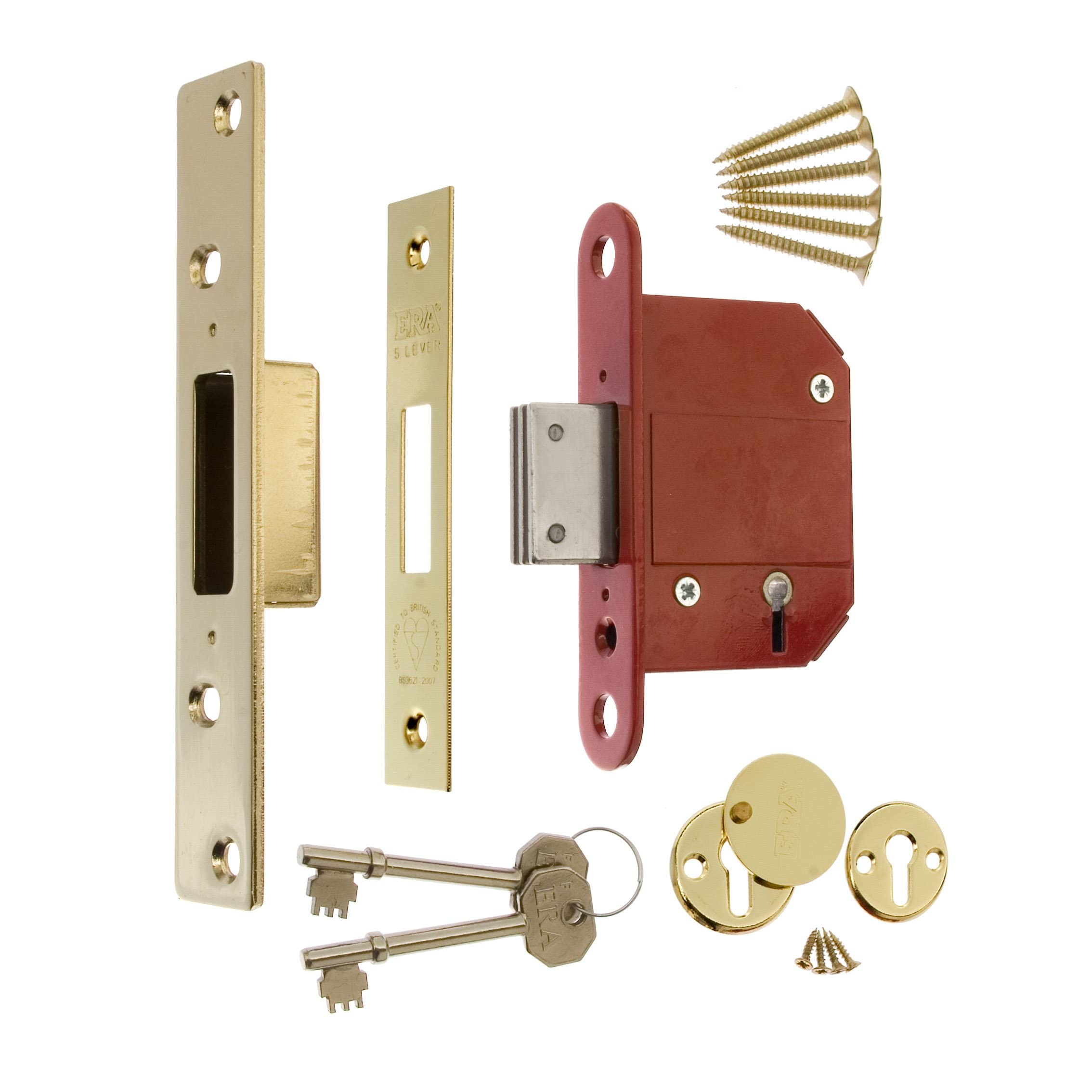 ERA Fortress 5 Lever BS3621 Mortice Deadlock – 64mm Brass Effect
