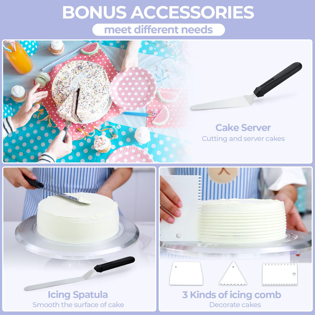 Ohuhu 12 Inch Cake Decorating Turntable – Aluminum Alloy Rotating Stand