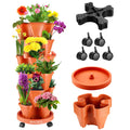 WADEO 6-Tier Stackable Strawberry Planter Tower with Wheels – Orange