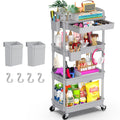 Yeabett 4 Tier Storage Trolley with Drawer, Utility Cart with Plastic Shelf & Lockable Wheels Multifunctional Storage Cart for Kitchen, Bathroom - image 1