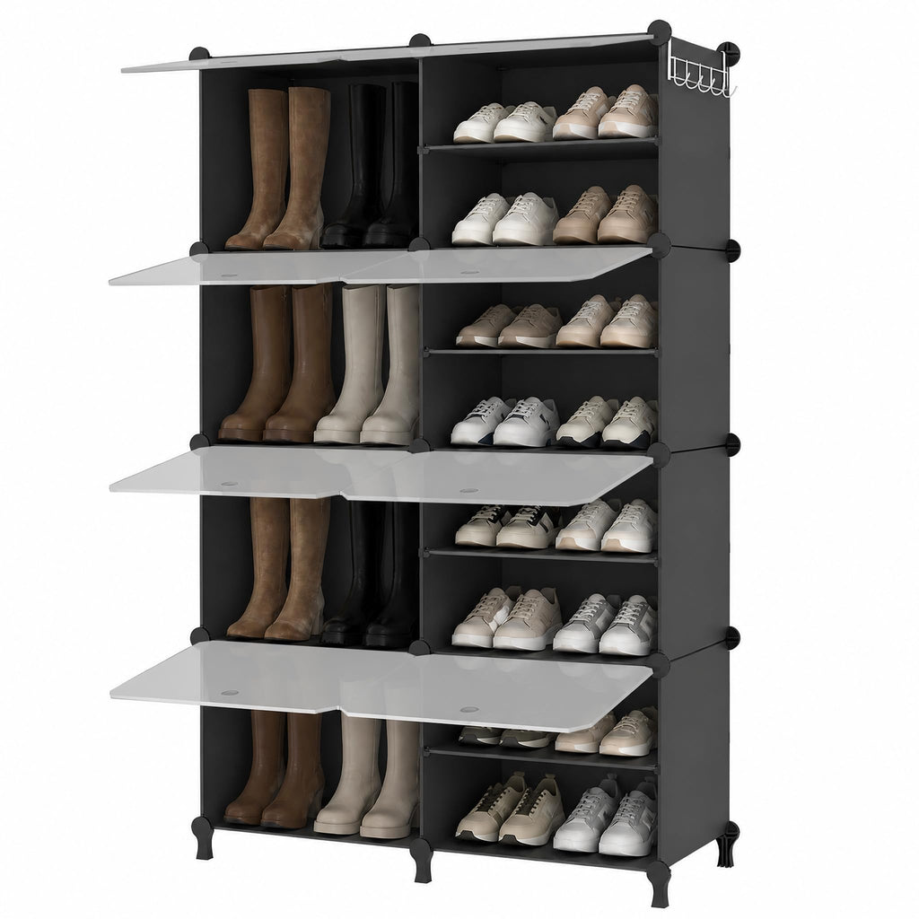 ATTDETJL Shoe Storage,Oversized Shoe Rack with Cover and Hooks for 24Pair - image 1