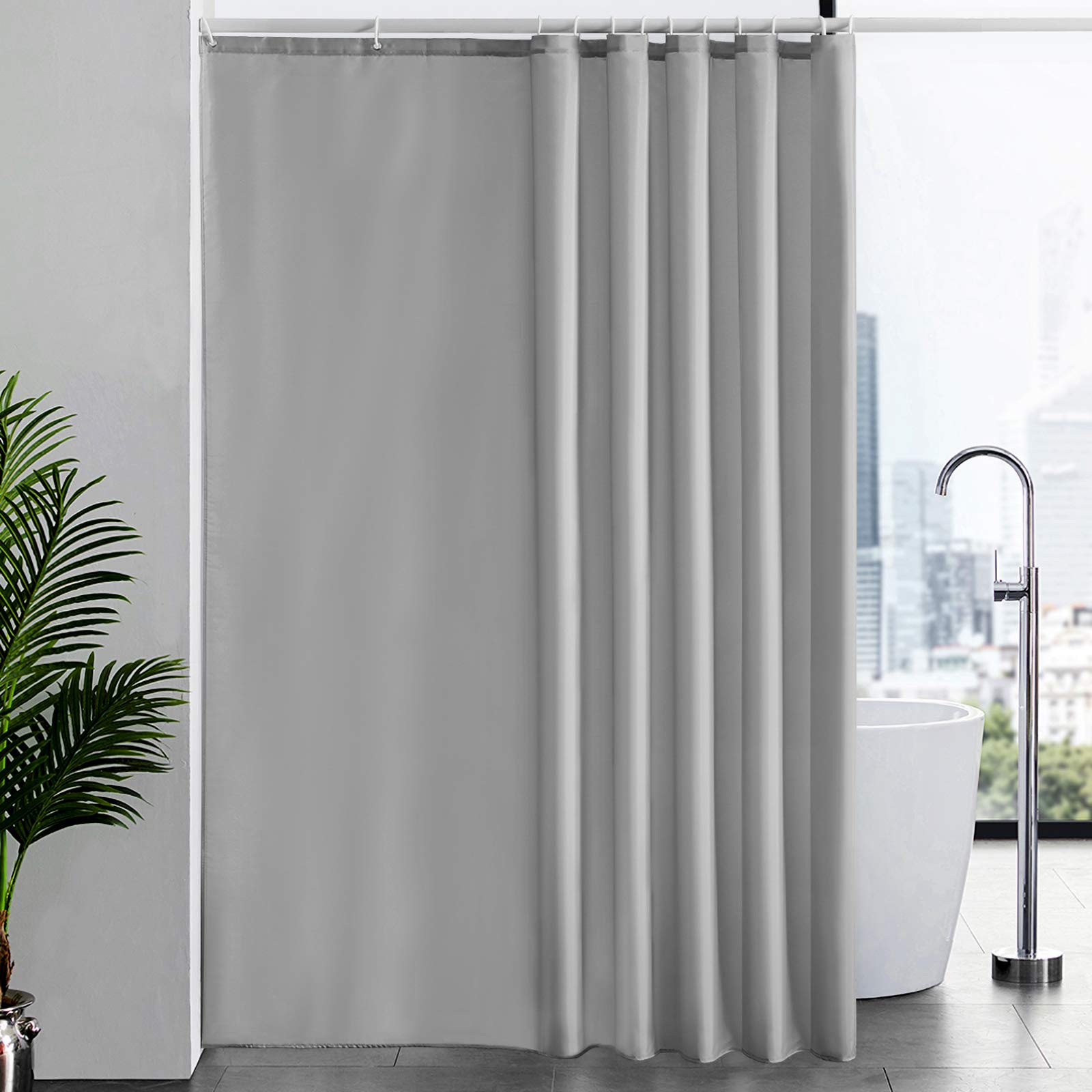 Furlinic Extra Long Waterproof Shower Curtain | Grey Polyester 200x240cm