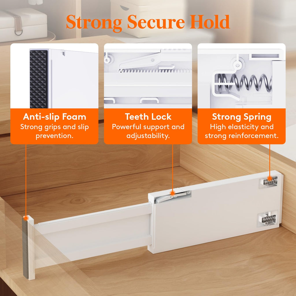 Lifewit 12 Pack Adjustable Drawer Dividers | Expandable Plastic Organizers