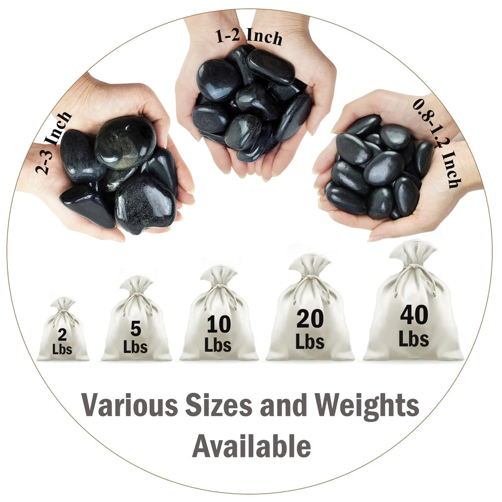 FANTIAN 9.1kg Natural Black Pebbles – 30-50mm Garden & Aquarium Rocks