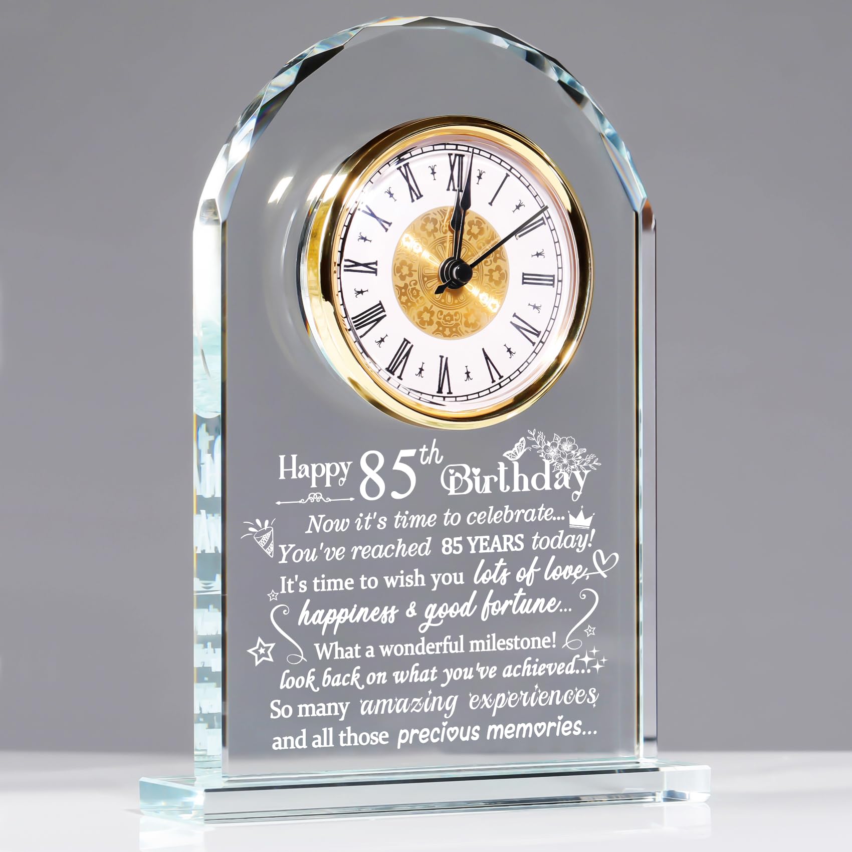 Ornalrist 85th Birthday Crystal Clock – Milestone Keepsake Gift for Men & Women
