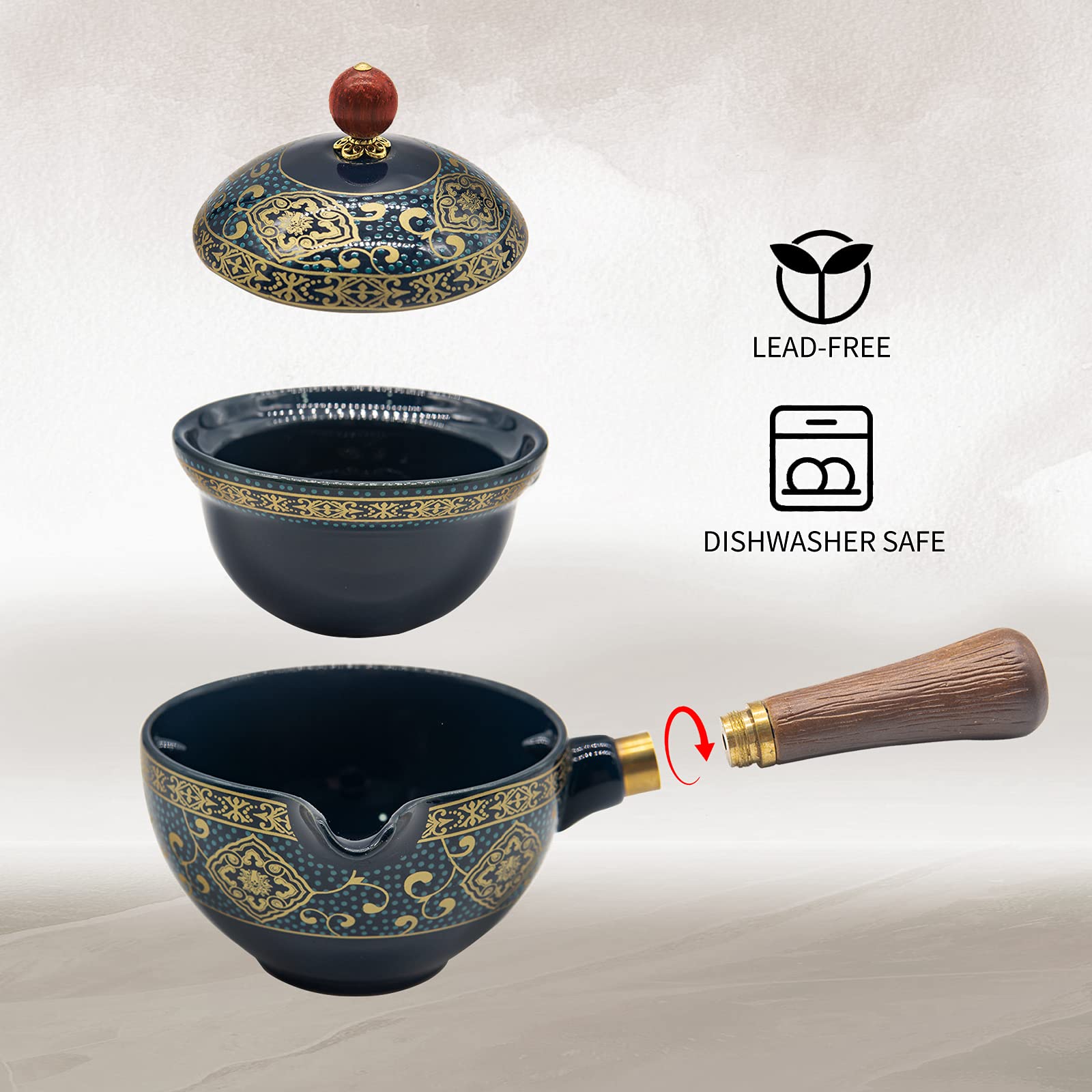 LURRIER Chinese Gongfu Tea Set | Portable 360 Rotatable Porcelain Teapot