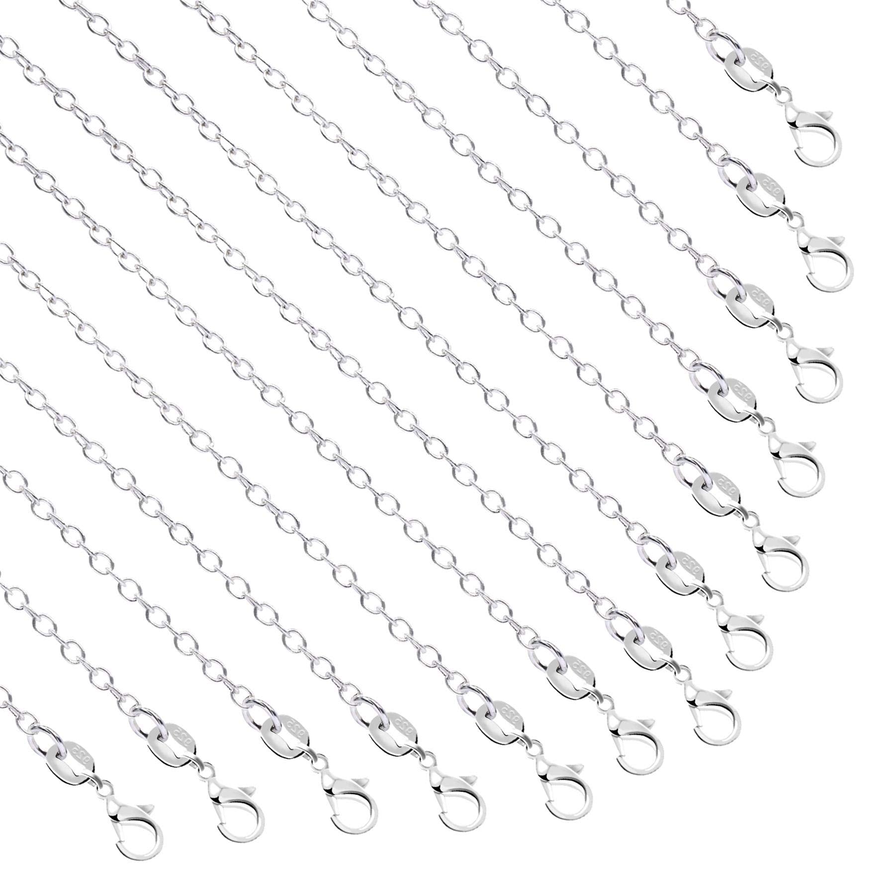 50 Pack Silver Plated Necklace Chains | 18 Inch Cable Chain