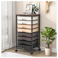 SYKIARIOL 8-Drawer Storage Trolley Rolling Cart with Lockable Wheels, Brown - image 1