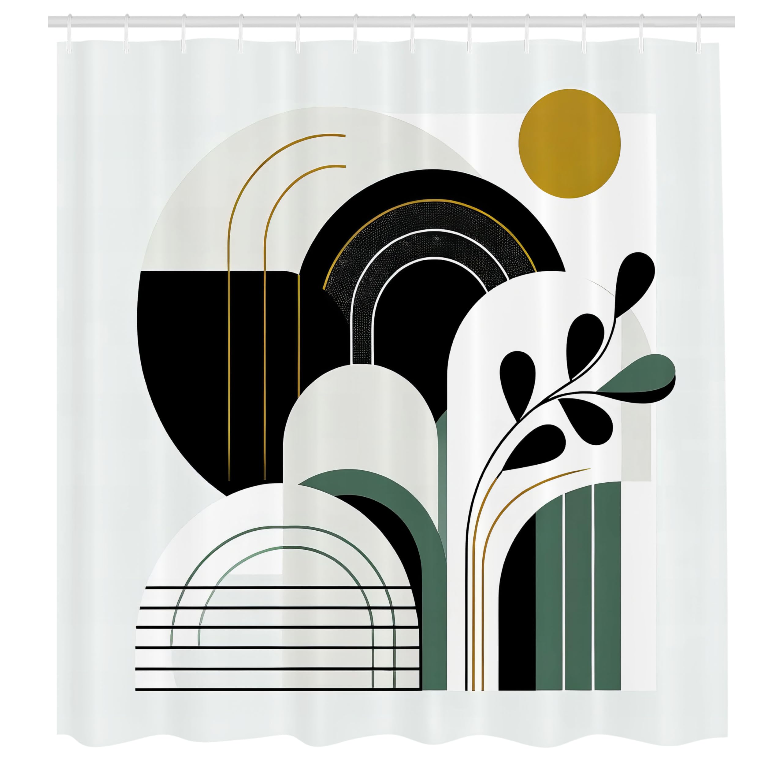 Abakuhaus Mid Century Boho Shower Curtain | Waterproof Fabric – 175x200cm