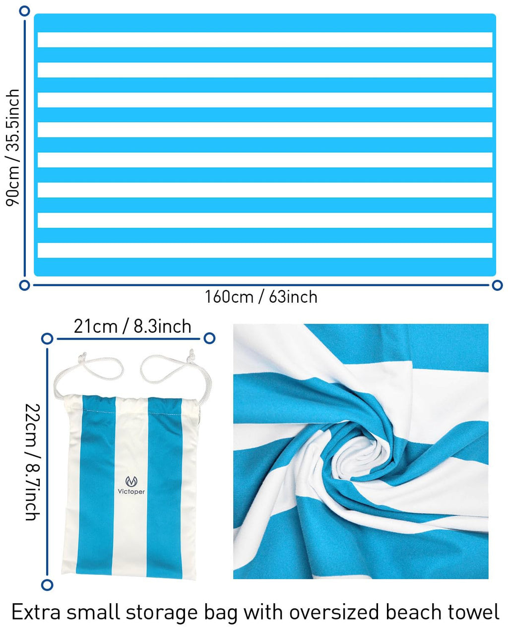 Victoper Microfiber Beach Towel d Rapid Drying Sand Free Soft Compact Lightweight Qualities Beach Towels for Adults Ideal for Swimming Beach Yoga - image 2