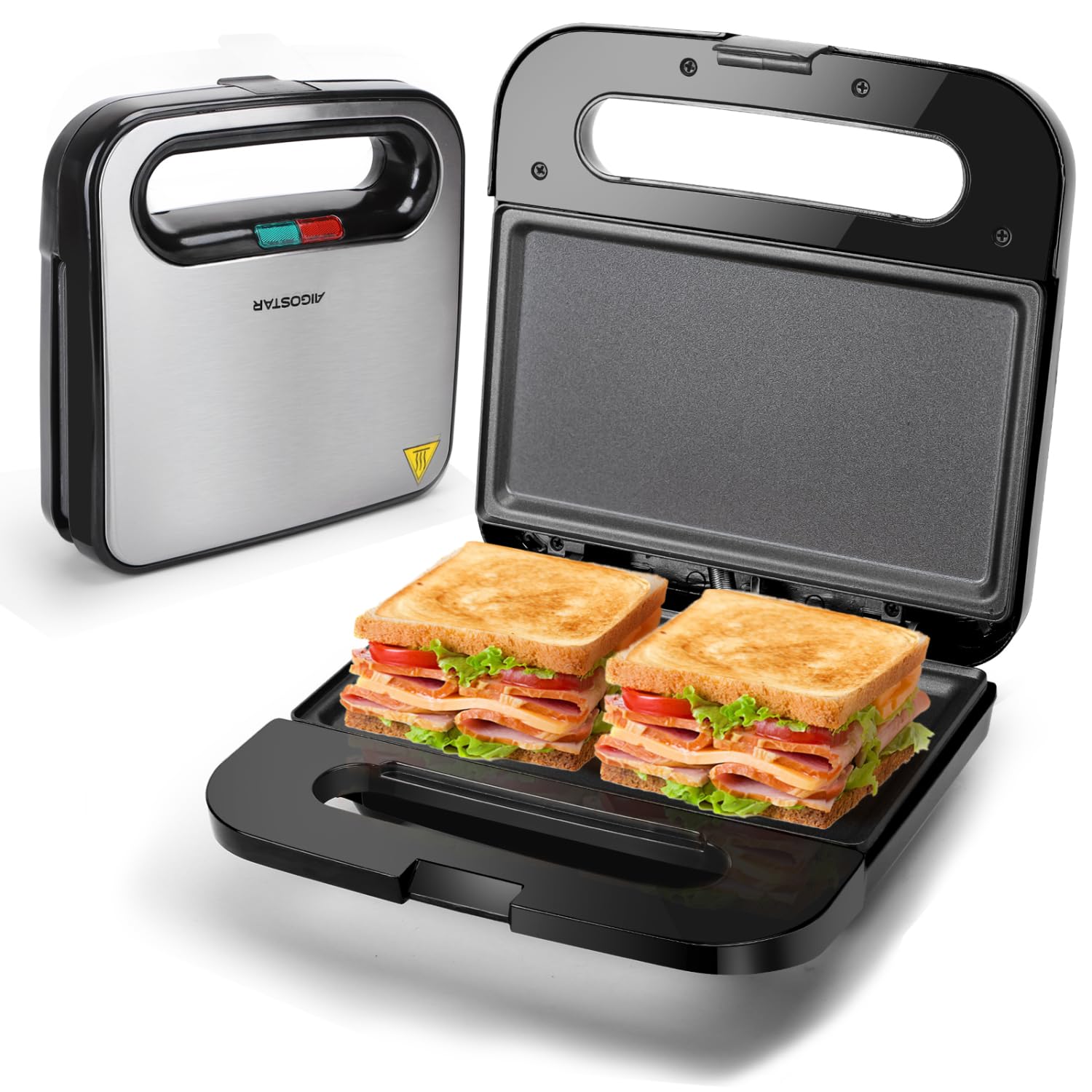 Aigostar Roy Max Panini Press & Deep Fill Sandwich Toaster - Non-Stick