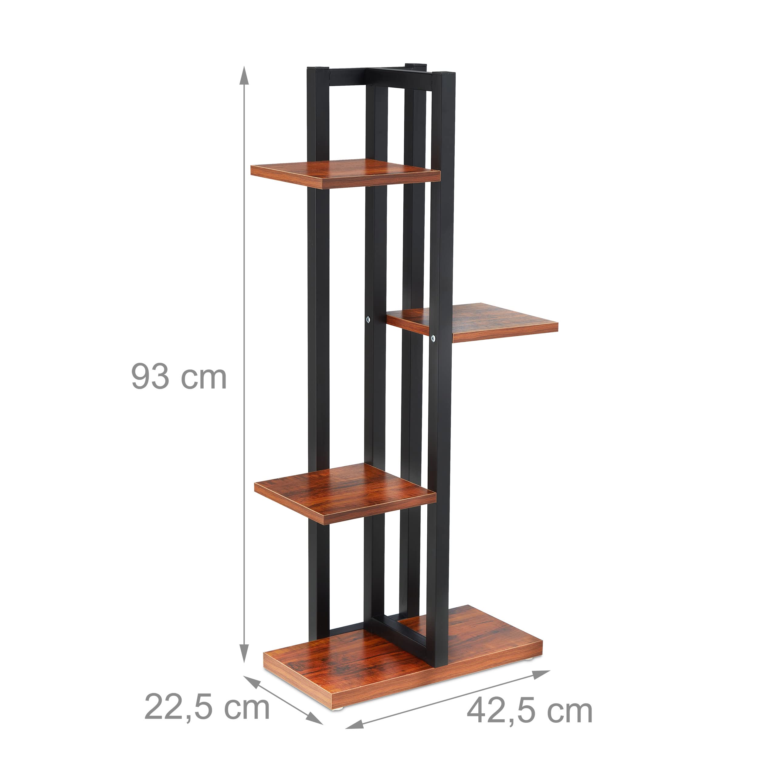 Relaxdays 4-Tier Metal Flower Stand | Indoor Plant Rack in Dark Brown