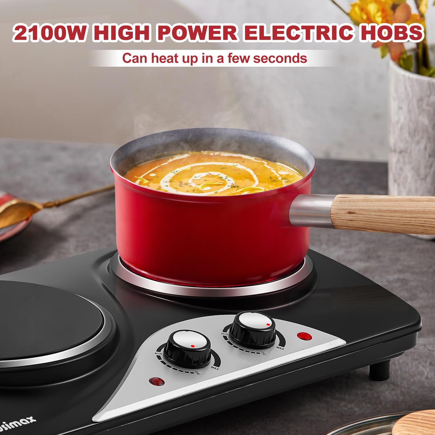 Cusimax 2100W Infrared Double Electric Hob | Portable Hot Plate Burner
