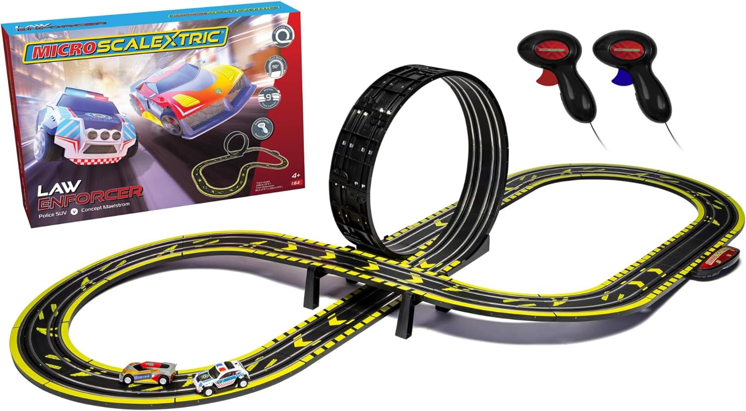 Scalextric Law Enforcer Micro Slot Car Race Track Set - 1:64 Scale
