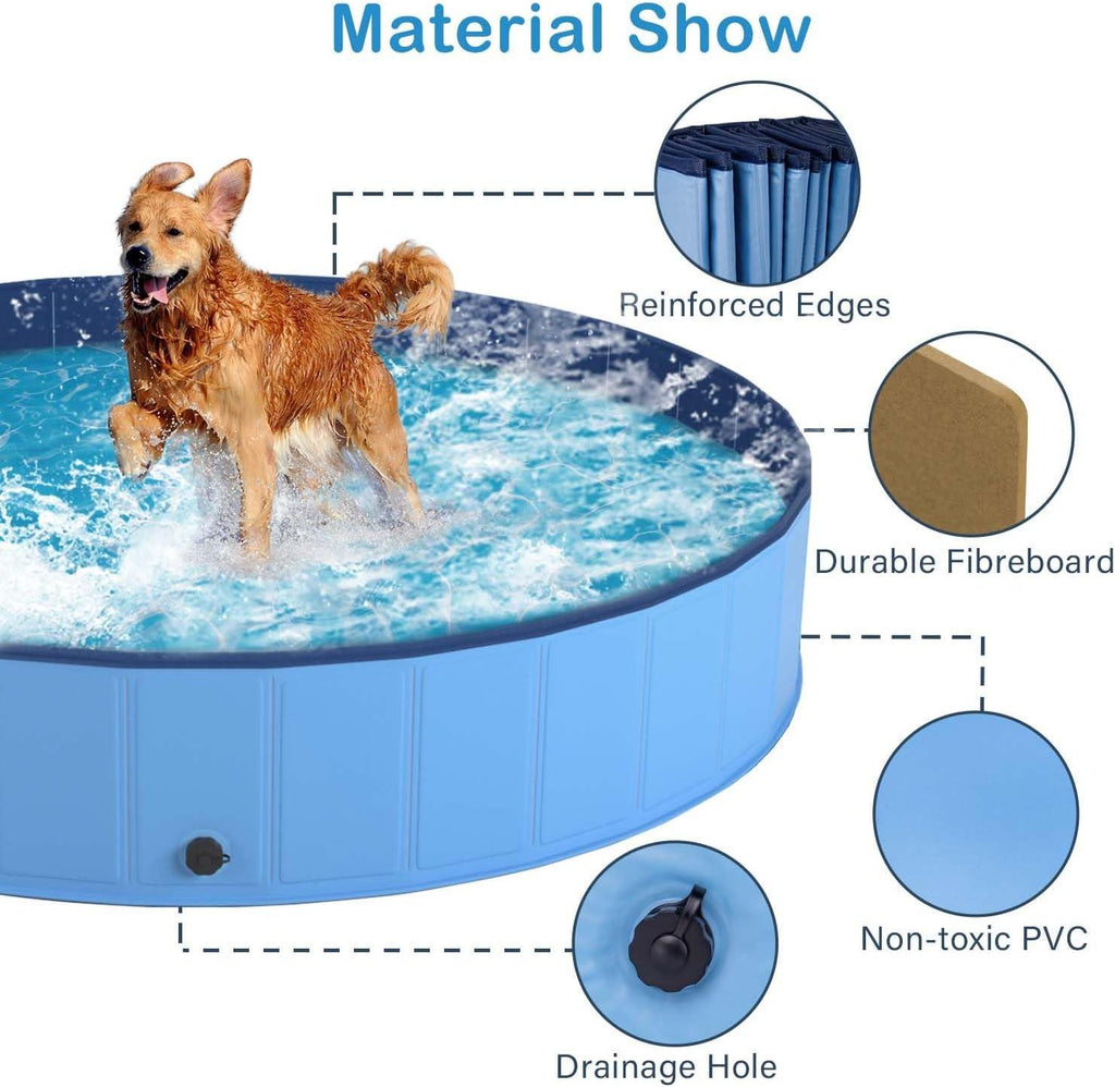 Massive Discounts Foldable Dog Pool – Durable PVC Pet Bath Tub