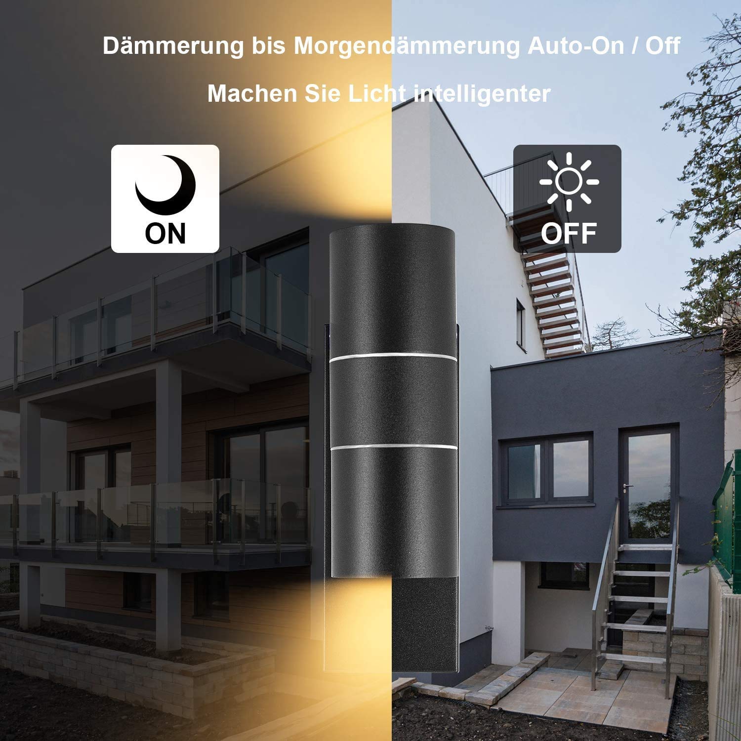Wondlumi Dusk to Dawn Outdoor Wall Lights | IP44 Waterproof GU10 Lamp