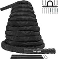 Yes4All Battle Rope with Protective Cover, Anchor & Strap - 12m x 38mm