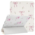NITITOP iPad 10.2 Case (9/8/7 Gen) - Floral Bow Trifold Stand with Pencil Holder